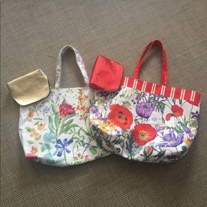 EL floral canvas tote with cosmetic bag bundle